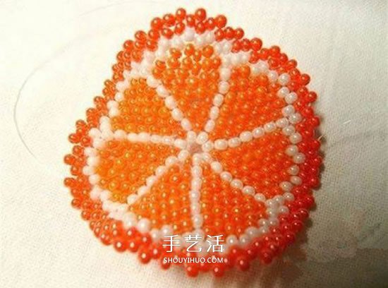 串珠制作橙瓣钥匙链 水果风串珠钥匙挂件DIY