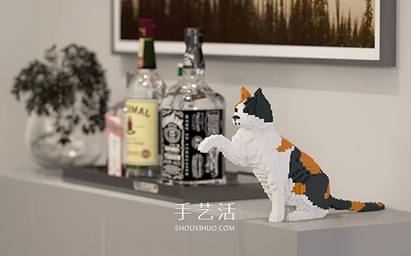 用迷你乐高积木DIY立体猫咪模型的作品图片