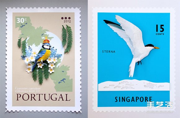 哥伦比亚艺术家的纸雕邮票作品 漂亮又别致！