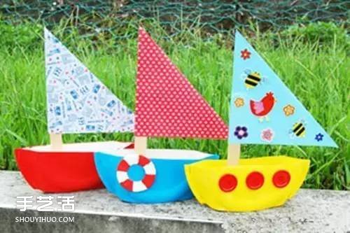 幼儿小帆船的制作过程 简单纸盘小船的做法
