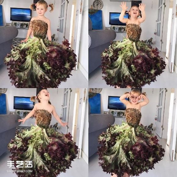 创意儿童照：小女孩穿上妈妈做的可爱蔬果礼服