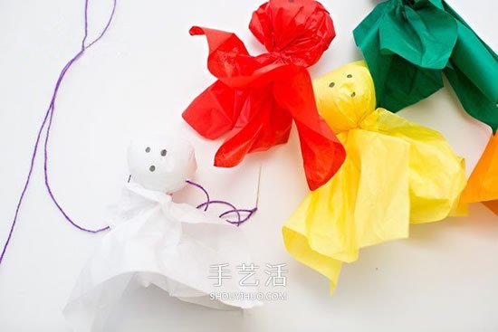 万圣节漂亮装饰DIY 利用彩纸制作可爱幽灵娃娃