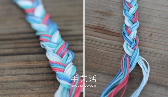 三股绳手链的编法图解 DIY制作成漂亮的手镯
