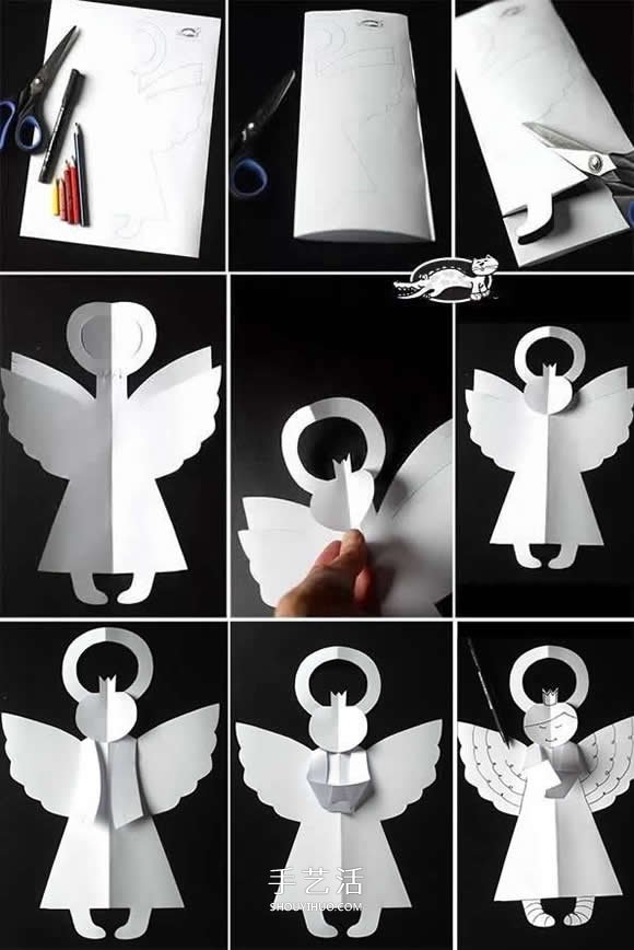 可爱天使挂饰剪纸方法 幼儿园天使小手工制作