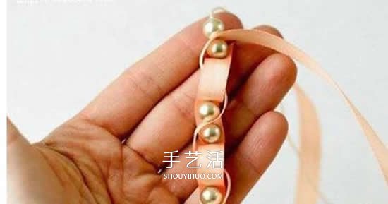 自制丝带串珠项链图解 优雅带珠子丝带项链DIY