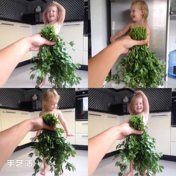 创意儿童照：小女孩穿上妈妈做的可爱蔬果礼服