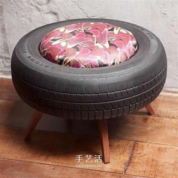 废旧轮胎改造沙发椅子 旧轮胎改造椅子的图片