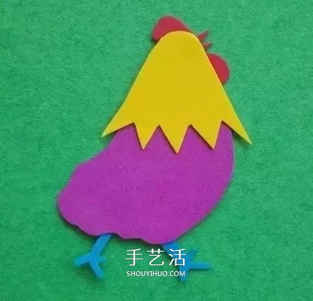 幼儿海绵纸手工制作 用海绵纸做大公鸡的方法