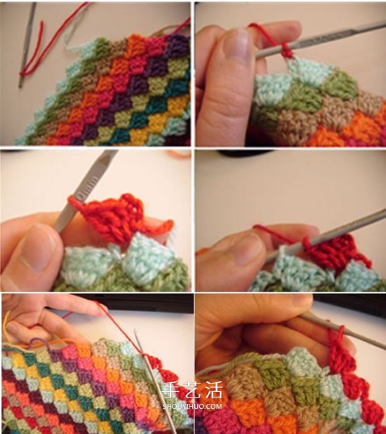 斜纹图案坐垫的编织方法 对角线钩针编织垫子