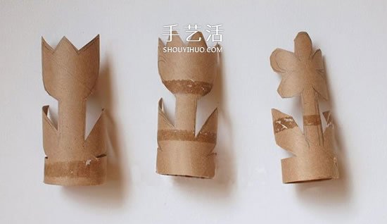 卫生纸筒手工制作植物 简单花朵、多肉的做法