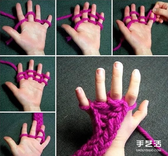 手织围巾教程不用针 围巾用手起针的方法图解