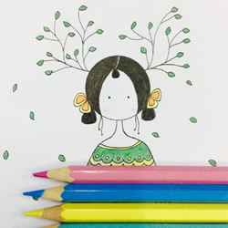 美丽女孩彩铅画的画法 彩色铅笔画女孩教程