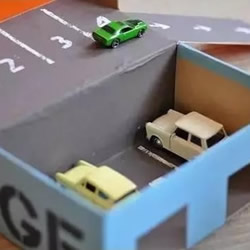 鞋盒废物利用DIY手工制作小汽车停车场的方法