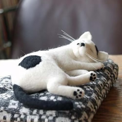 羊毛毡手工爱好者DIY制作的萌猫咪