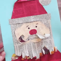 废报纸利用小制作 做可爱的圣诞老人贺卡教程
