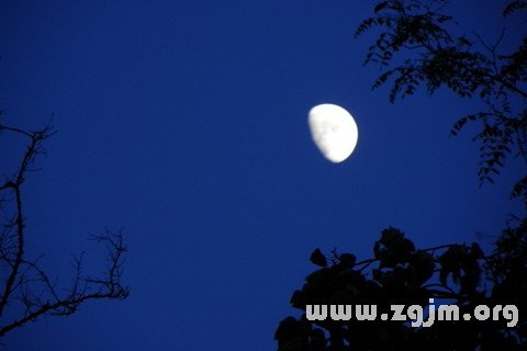 梦见弧型月亮高挂天空